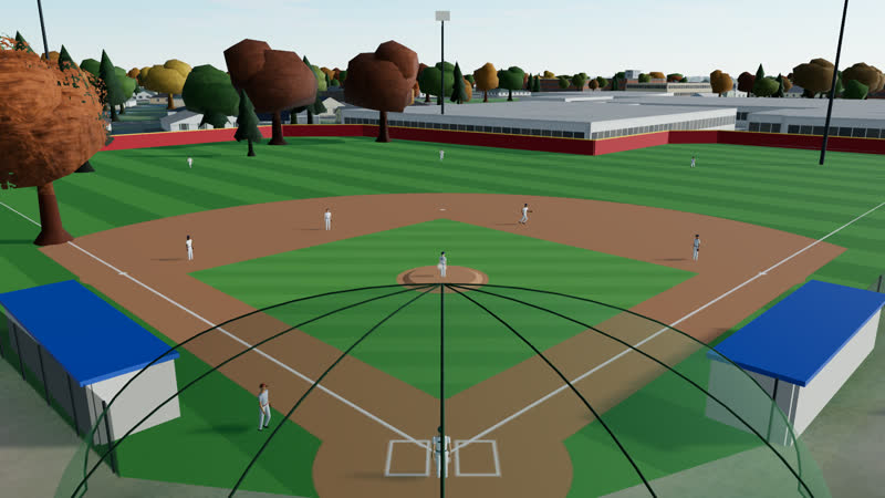 Baseball game on the field at High School South