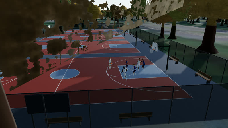 Pickup basketball on the courts at Skyview Park